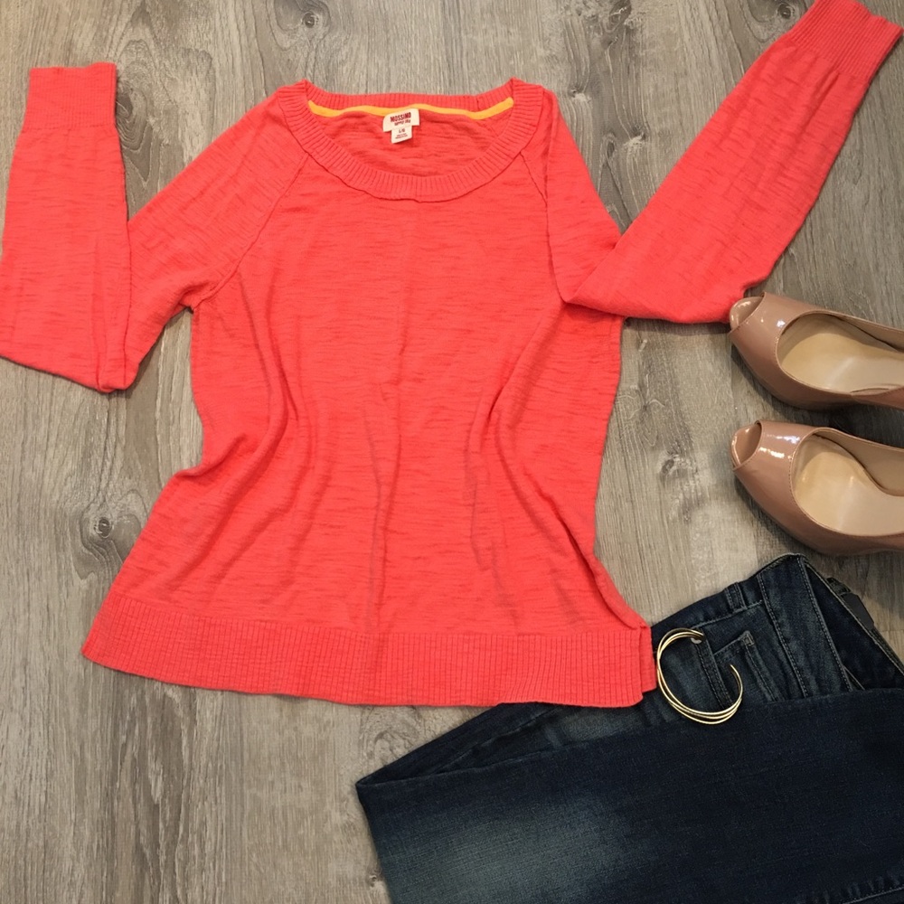 Bright coral long sleeve shirt, Size Large